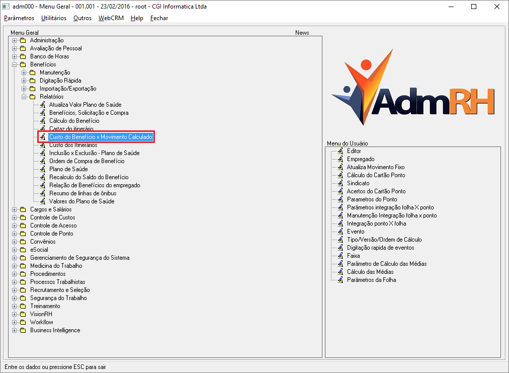Custo do Benefício x Movimento Calculado - Wiki CGI Software de