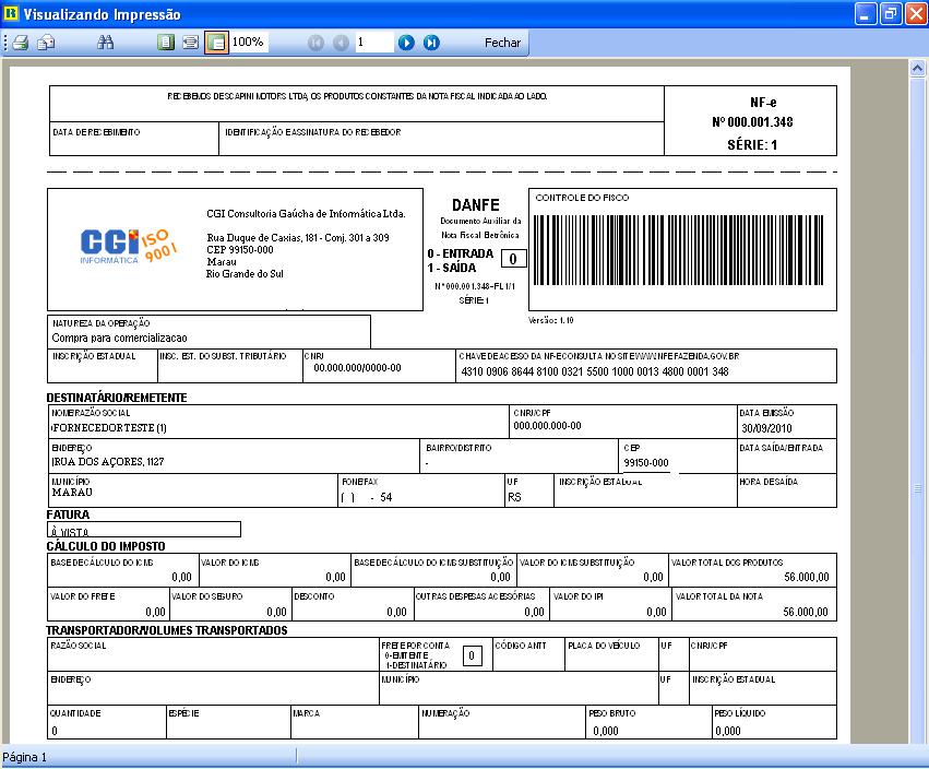 Impressão Danfe 110 Wiki Cgi Software De Gestão 9541